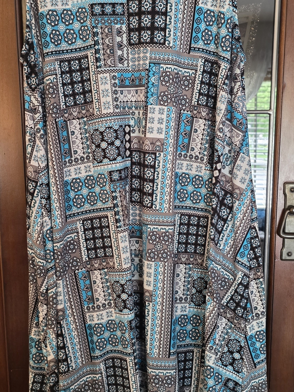 Bobbie Brooks Blue, Black & Cream Patchwork Midi Dress